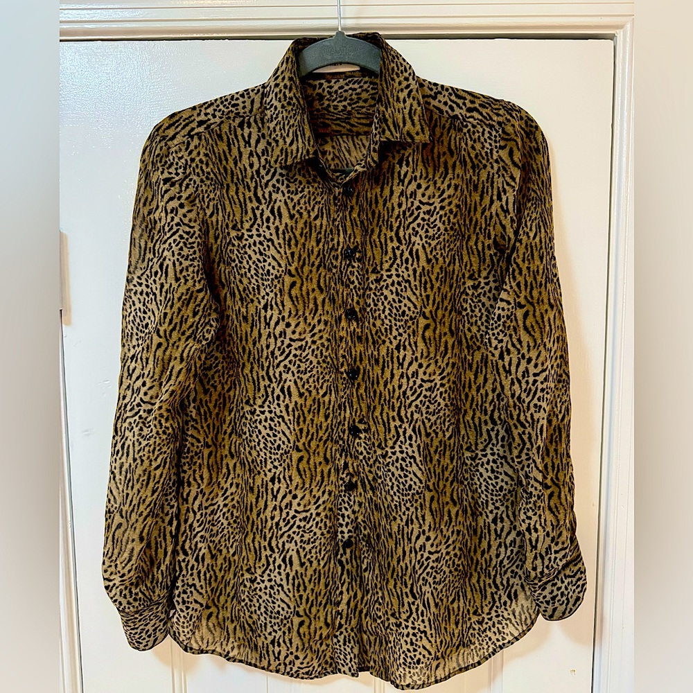 Saint Laurent Animal Print Silk Blouse: YSL.COM